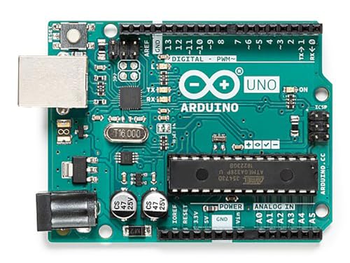 Arduino Uno REV3 [A000066] � ATmega328P Microcontroller, 16MHz, 14 Digital I/O Pins, 6 Analog Inputs, 32KB Flash, USB Connectivity, Compatible IDE for DIY Projects and Prototyping