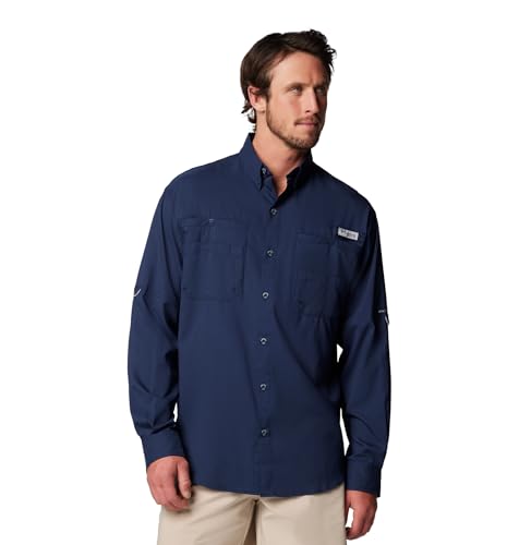 Columbia Mens PFG Tamiami Long Sleeve Fishing Shirt, Collegiate Navy, Large
