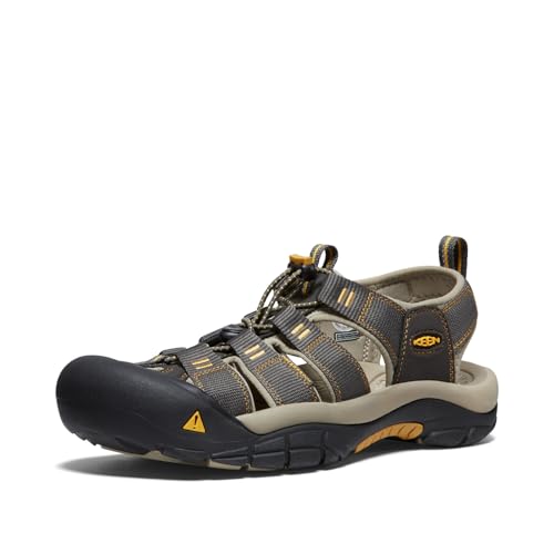 KEEN Men's Newport H2 Closed Toe Water Sandals, Raven/Aluminum, 11 US