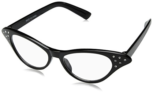 Hip Hop 50's Shop Womens Cat Eye Rhinestone Glasses (Black)