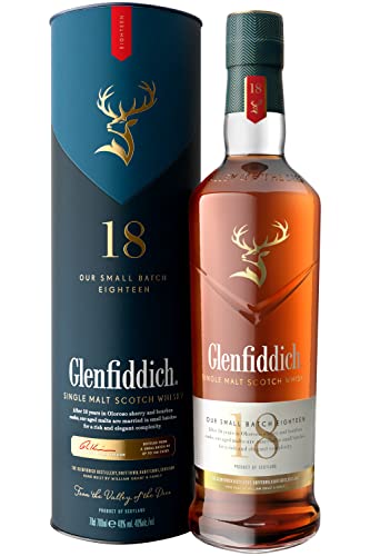 (-26%) Glenfiddich 18 Jahre Single Malt Scotch Whisky mit Geschenkverpackung, 70cl - in Ex-Bourbon- & Oloroso Sherry-Fässern gereift für hochwertigen Genuss - Das Flaschendesign kann variieren