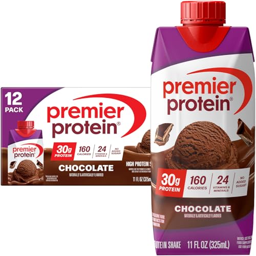 Premier Protein Shake, Chocolate, 30g Protein, 11 fl oz, Pack of 12 (Packaging May Vary)