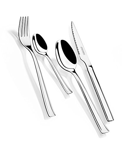 (-34%) MONIX Europa | 24-teiliges Besteckset aus Edelstahl mit Steakmesser, glänzend poliert