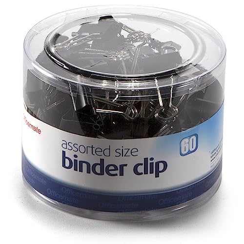 Officemate Binder Clips 60-Pack 50 Small and 10 Medium in Tub