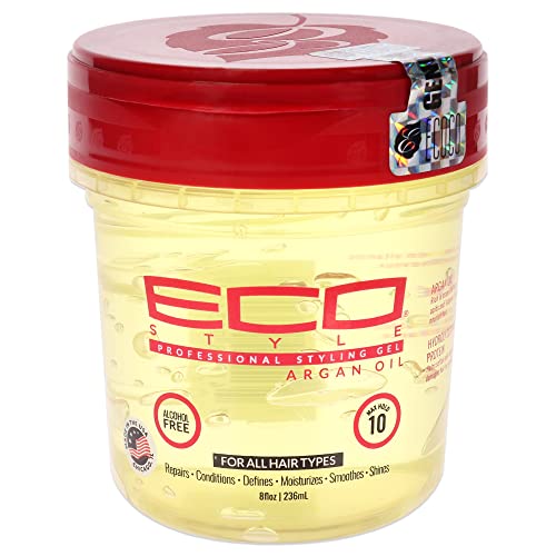 Eco Style Moroccan Argan Oil Styling Gel - Promotes Healthy Hair - Nourishes And Repairs - Delivers Long Lasting Shine - Provides Maximum Hold and Helps Tame Frizz - Ideal For All Hair - 8 oz