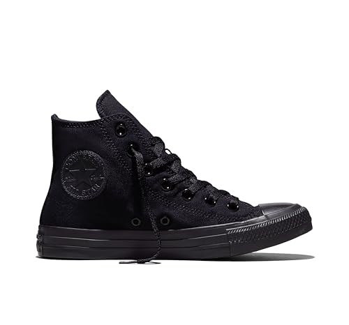 Converse Chuck Taylor All Star Canvas High Top Sneaker, black monochrome, 6.5 M US