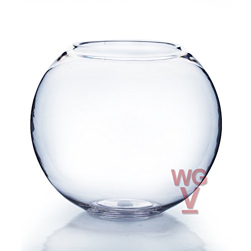 WGV Bowl Glass Vase, Diameter 6", Height 4.5", Open Width 4", (Multiple Sizes Choices) Clear Bubble Planter Terrarium Fish Bowl for Wedding Event Home Decor, 1 Piece (VBW0006A)