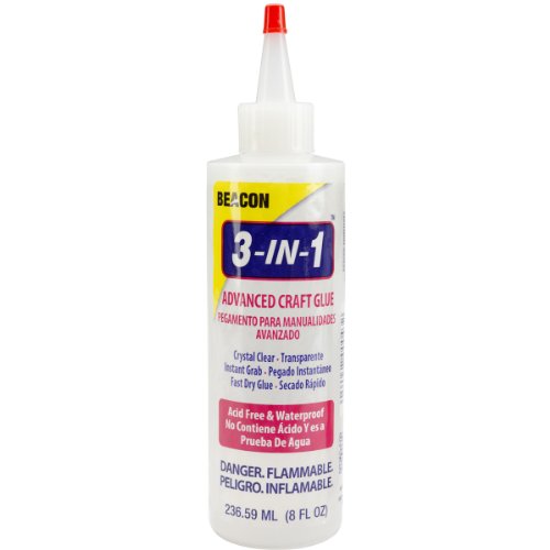 BEACON 3-in-1 Advanced Craft Glue - Fast-Drying, Crystal Clear Adhesive for Wood, Ceramics, Fabrics, and More, 8-Ounce