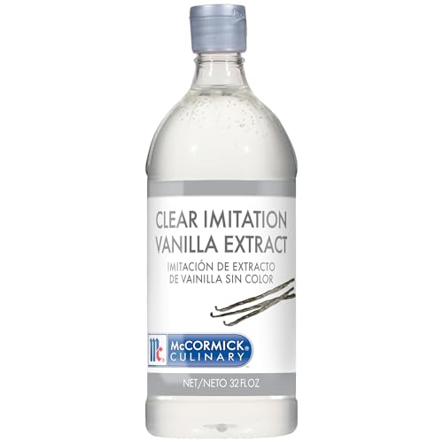 McCormick Culinary Clear Imitation Vanilla Extract, 32 fl oz - One 32 Fluid Ounce Bottle of Clear Vanilla Flavoring for Baking, Perfect in Baked Goods, Frostings, Custards and Desserts