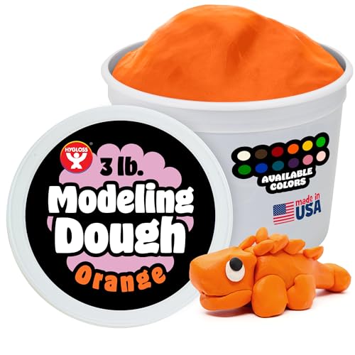 Hygloss Play Modeling Dough for Kids – Safe & Non-Toxic Sensory Dough for Arts and Crafts – 3 lb Tub – Play Clay for Toddler Activities, Preschool Classroom Must-Haves – Orange Color, Unscented