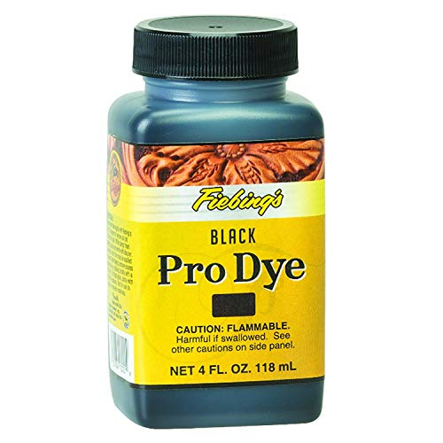 Fiebing's Pro Dye Leather Dye (4 Fl Oz, Black) - Alcohol-Based, Penetrating, Permanent Dye - Less Likely to Fade with Vivid Color & Superior Color Fastness for Shoes, Boots, Belts, Bags, Furniture