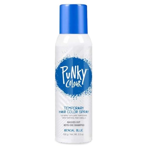 Punky Temporary Hair Color Spray, Bengal Blue, Non-Sticky, Non-Damaging, Travel Size Hair Dye for Instant Vivid Hair Color, 3.5 oz
