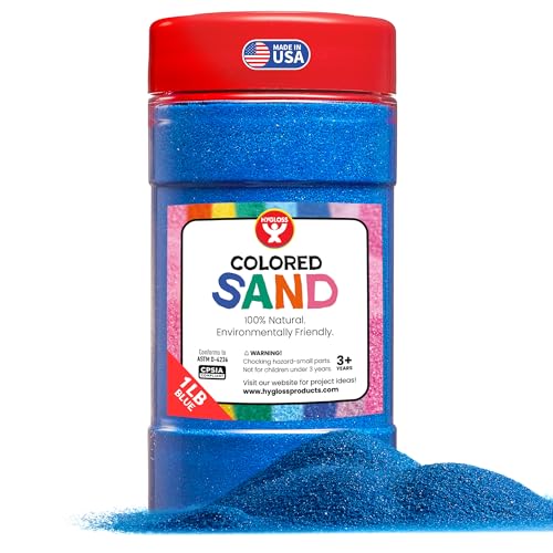 Hygloss Colored Sand for Crafts – 1 lb Bottle, Blue – Vibrant Colorful Fine Sensory Play Sand Art Kits for Kids – Classroom Activities for Children 3 4 5 6 7 8 9 10 11 12 – Safe for Ages 3+