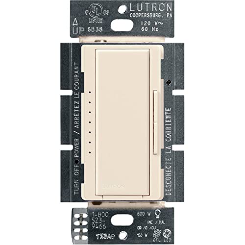 Lutron Maestro LED+ Dimmer Switch for Dimmable LED, Halogen and Incandescent Bulbs, 150W/Single-Pole or Multi-Location, MACL-153M-LA, Light Almond