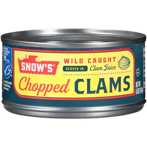 Snow's Wild Caught Chopped Clams Canned, 6.5 oz Can - 5g Protein Per Serving - Gluten Free, Keto Friendly, 99% Fat Free