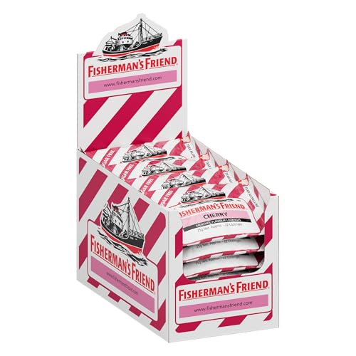 (-40%) Fisherman's Friend Cherry, 24er Vorratsbox, Kirsche und Menthol Geschmack, zuckerfrei & vegan, Bonbons für frischen Atem, 24 x 25g