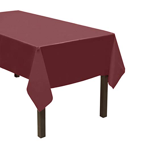 Party Essentials ValuMost Disposable 54" x 108" Plastic Rectangle Table Cover/Tablecloth Available in 22 Colors, 1-Count, Burgundy