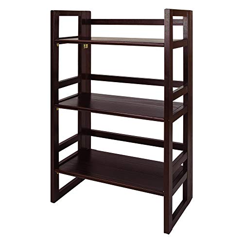 Casual Home 3-Shelf Folding Student Bookcase (20.75" Wide)-EspressoFurologee Triple 5 Tier Bookshelf, Bookcase wit