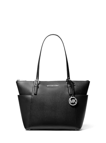 Michael Kors Jet Set East West Tote, Silver-Tone Hardware/Black