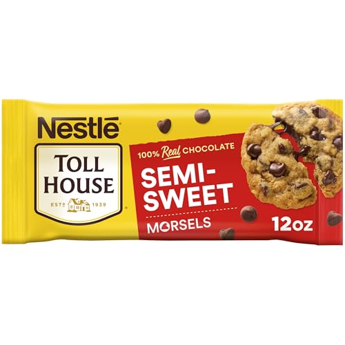 Nestle Toll House Semi Sweet Chocolate Chips for Baking and Snacking, -100% Real Chocolate - Gluten Free Chocolate Morsels 12 oz Bag