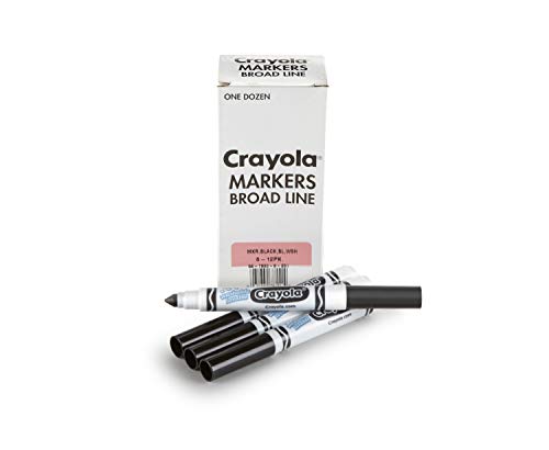 Crayola Washable Markers for Kids - Black (12ct), Bulk Broad Line Markers for School, Classroom Essentials, Teacher Classroom Must Haves for Elementary School