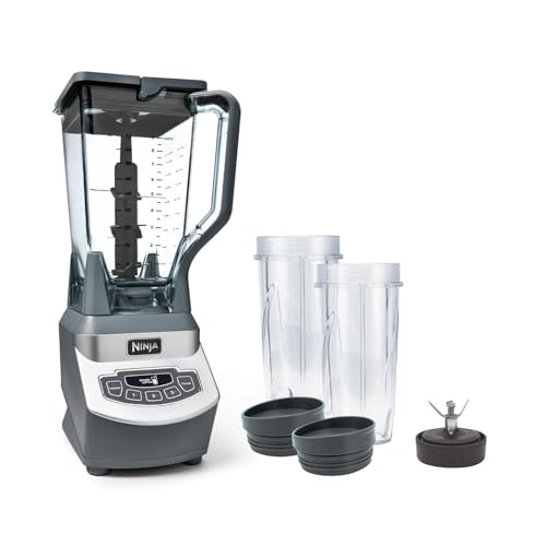 Ninja BL660 Professional Compact Smoothie & Food Processing Blender, 1100-Watts, 3 Functions -for Frozen Drinks, Smoothies, Sauces, & More, 72-oz.* Pitcher, (2) 16-oz. To-Go Cups & Spout Lids, Gray