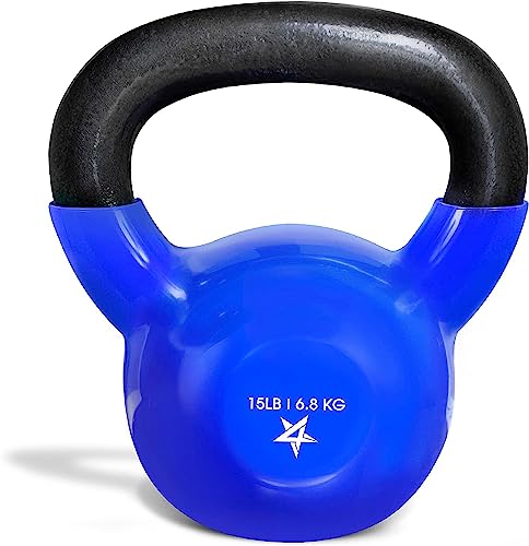 Yes4AllKettlebell, 5-100 LB Vinyl Coated Cast Iron Strength Training Kettlebells for Home Gym Exercises, Fitness, Full 