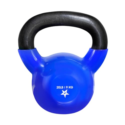 Yes4AllKettlebell, 5-100 LB Vinyl Coated Cast Iron Strength Training Kettlebells for Home Gym Exercises, Fitness, Full 