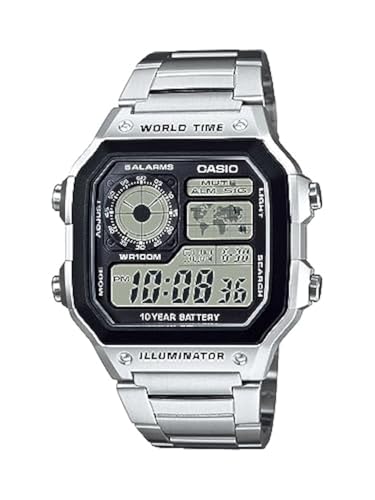 Casio Men's Classic Stainless Steel Japanese-Quartz Stainless-Steel Strap, Silver, 21 Casual Watch (Model: AE1200WHD-1A)