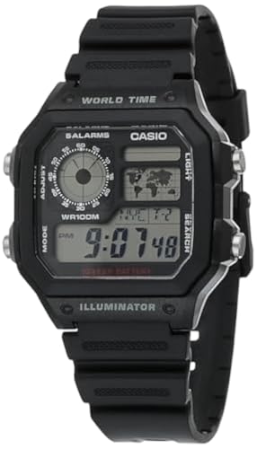 Casio Men's Classic Japanese-Quartz Watch with Resin Strap, Black, 21 (Model: AE1200WH-1A)