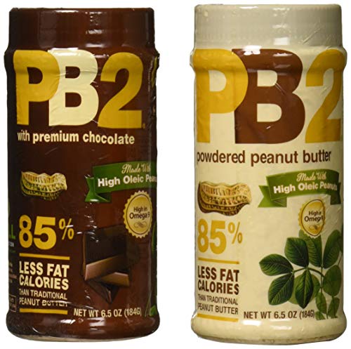 PB2 Powdered Peanut Butter Bundle, Keto Diet, Gluten Free, Mix in Protein Shakes & Smoothies, Low Carb, Original Peanut Butter & Peanut Butter Cocoa Flavors (2 Jars - 6.5 Oz Each)