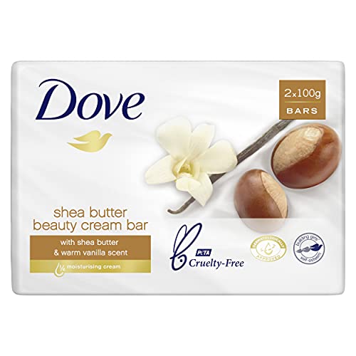 Dove Soap, Shea Butter & Vanilla, 2-Pack – Pampering Beauty Bar, 3-in-1 Face, Body, and Hand Soap Bar, 4.75 Oz Ea