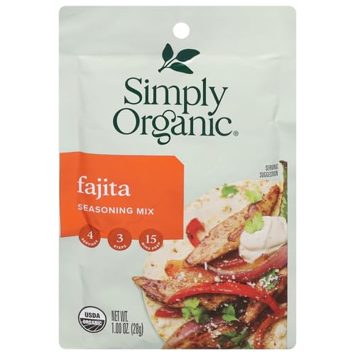 Simply Organic Fajita Seasoning Mix - Chicken Fajita Seasoning - Pure Flavor - Ideal for Tacos, Stir-Fries, Mexican Dishes, and More | 1.13 Ounce (Pack of 1)