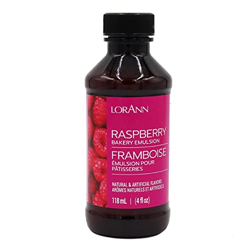 LorAnn Oils Raspberry Bakery Emulsion: True Essence, Ideal for Boosting Fruit Tones in Cakes, Cookies & Desserts, Gluten-Free, Keto-Friendly, Extract Substitute Essential for Your Kitchen, 4 Oz