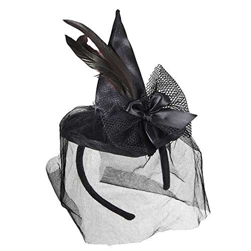 Mini Witch With Feathers And Veil Halloween Hats Caps & Headwear for Fancy Dress Costumes Accessory