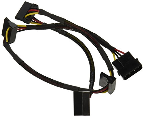 Monoprice Data Cable - 2 Feet - 4-pin MOLEX Male to 4X 15-pin SATA II Female Power Cable (Net Jacket)