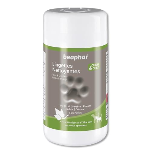 Beaphar Toallitas para Patas, Pelo, Ojos y oídos de Perros y Gatos, 100 uds