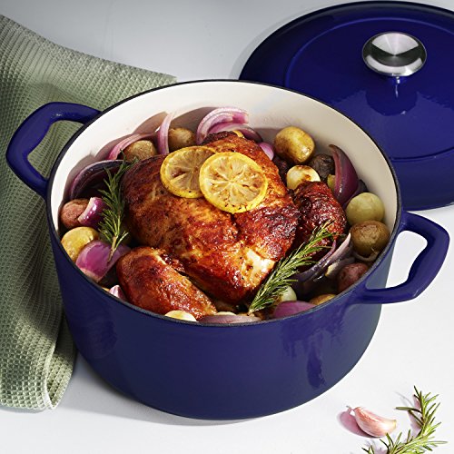 Tramontina Bestow Enameled Cast Iron Dutch Oven Pot with Lid, Round 5.5-quart, Blue