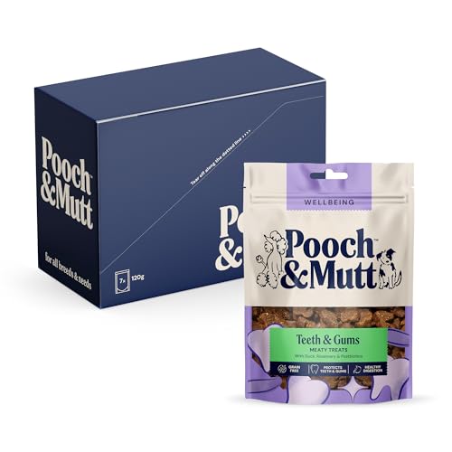 Pooch & Mutt - Teeth & Gums Meaty Treats, Dog Treats Grain Free, for Fresh Breath and Skin Care, Duck & Rosemary, Pack of 7x120g (packaging may vary)