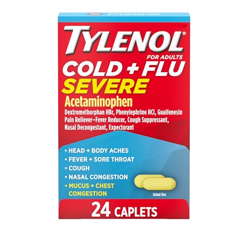 Tylenol Cold + Flu Severe Medicine Caplets for Fever, Pain, Cough & Congestion, 24 ct.