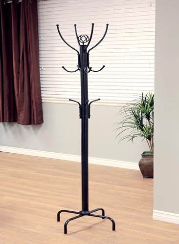 Frenchi Home Furnishing CR002 Coat Rack, 12 Hook, BlackPipishell Coat Rack with 14 Hooks, Freestanding Coat Rack Stand 