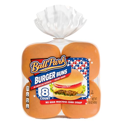 Ball Park White Burger Buns, 8 count, (1.88 oz each), Kosher Hamburger Buns, 15 oz Bag