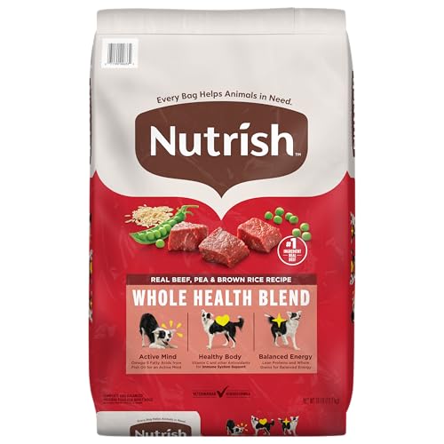 Nutrish Dry Dog Food, Real Beef, Pea &amp; Brown Rice Recipe Whole Health Blend for Adult Dogs, 28 lb. Bag, Packaging Ma