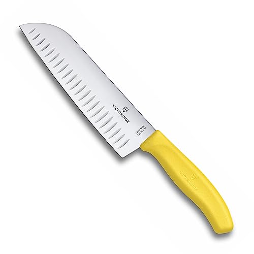🔥 STARKER PREIS (-44%) Victorinox Swiss Classic Santokumesser, Messer Asiatischer Art, Extra Scharfe Klinge, Kullenschliff, 17 cm, Rostfreier Stahl, Blister, Gelb