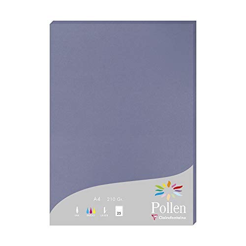 Clairefontaine 24219C Wallet of 25 Sheets Format A4 (21x29,7cm) 210gsm Forget-me-not colour Invitation Paper Events Correspondence Pollen range Premium Paper