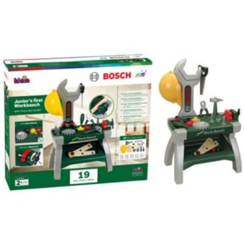 🔥 STARKER PREIS (-34%) Theo Klein 8604 Bosch Werkbank Junior I Inkl. Helm, Schraubstock, Werkzeugen, Latten, Nägel, Schrauben und Muttern I Maße: 49 cm x 29 cm x 71 cm I Spielzeug für Kinder ab 2 Jahren