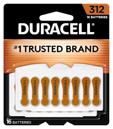 DURACELL Size 312 Brown Hearing Aid Batteries, 16/Pack (DURDA312B16ZM09)