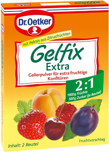 🔥 SELTEN SO GÜNSTIG (-58%) Dr. Oetker Gelfix Extra 2:1, 8 x 50 g (2 Beutel je 25 g), Gelierpulver für extra fruchtige Konfitüre, traditionelles Geliermittel, Konfitüren, Marmeladen & Gelees selber machen, für 2 Teile Frucht und 1 Teil Zucker, vegan