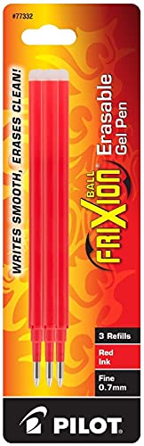 Pilot FriXion Gel Ink Pen Refill, 3-Pack for Erasable Pens, Fine Point, Red Ink -77332