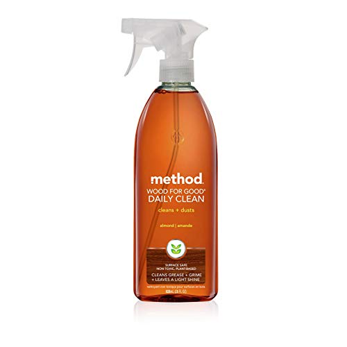 Method Daily Wood Cleaner, Almond, Plant-Based Formula That Cleans Shelves, Tables and Other Wooden Surfaces While Removing Dust & Grime, 28 oz Spray Bottles, (Pack of 1)